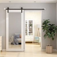 1 x RAW Customer Returns Sliding door fitting 153cm sliding doors sliding door system complete set guide rail roller set black for 1 wooden door 76cm wide, small roller in J-shape - RRP €72.98