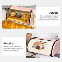 1 x RAW Customer Returns Luxshiny Metal Container Vintage Metal Bread Box Farmhouse Rolltop Bread Box Vintage Storage Bread Holder Retro Food Container Container With Lid For Kitchen Dining Table Pink Snack Container - RRP €40.52