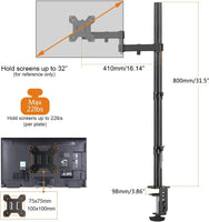 1 x RAW Customer Returns Bracwiser single fully adjustable standing height monitor arm stand mount 800mm high for monitor computer screen 13 15 17 19 20 22 23 24 26 27 30 32 inch VESA 75 100 MD7821 - RRP €32.26