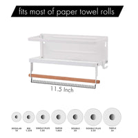 1 x RAW Customer Returns KES Spice Rack Kitchen Shelf Magnets Kitchen Magnetic Shelf Fridge Shelf Spice Storage Wall Hanging Shelf No Drilling with Kitchen Roll Holder Organizer White, KRR501A-WH - RRP €24.19