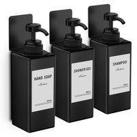 1 x RAW Customer Returns Anhow 3-piece soap dispenser wall mounting set, 500 ml soap dispenser wall without drilling, plastic detergent dispenser for kitchen and bathroom - black - RRP €22.21