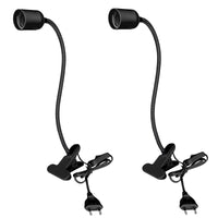 1 x RAW Customer Returns Nizirioo E27 lamp holder with clip 2 pieces E27 clamp light 360 adjustable gooseneck, E27 clamp light long cable with switch and plug, black without bulb  - RRP €18.65