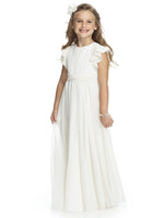 1 x RAW Customer Returns Aibaowedding Boho Long Children s Chiffon Dress with Tie Belt and Short Butterfly Sleeves Vintage Chic A-Line Communion Dresses Bridesmaids Dresses Flower Girl Dresses for Girls Ivory, 8  - RRP €38.32