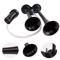 1 x RAW Customer Returns FARBIN Car Horn 12V 150db Super Loud Air Horn, Dual Trumpet Train Horn Kit for Truck, Truck Horn with Compressor and Wiring Harness 12V, Black Double Tube Air Horn  - RRP €40.33