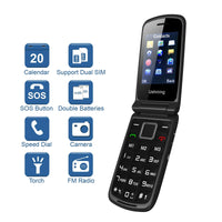 1 x RAW Customer Returns Mobile Phone for the Elderly with Large Keys, Ukuu Flip Mobile Phones 2.4 Inch Screen Easy to Use Cell Phone for the Elderly with SOS Button, Camera, FM Radio, Black - RRP €32.45