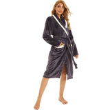 1 x RAW Customer Returns AMYTIS LINGERIE Bathrobe for Women Female Dressing Gown Soft Lightweight Plush Sleepwear with Pockets, XXL, Letter Dark Purple - RRP €31.45