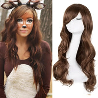 1 x RAW Customer Returns YEESHEDO Dark Brown Cosplay Wig for Women Long Wavy Hair Synthetic Wigs with Bangs for Halloween Party Costume Anime 32 Inch 80 cm - RRP €15.99