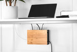 1 x RAW Customer Returns Cable management box with magnetic bamboo lid and cable ties - Elegant, durable cable organization box for hiding cables and power strips - Wall mountable cable box - Black - RRP €35.28