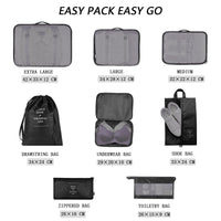 1 x RAW Customer Returns Packing Cube Suitcase Organizer, 8 Piece Travel Organizer Travel Kit Accessories, Storage Suitcase Bag Organizers Essential Set Waterproof Travel Organizer for Clothes, Shoes, Cosmetics - RRP €30.0