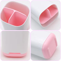 2 x Brand New Toothbrush holder for bathroom, minimalist plastic toothbrush cup, 3 slots, toothbrush organizer with non-slip base, multifunctional holder for electric toothbrush pink  - RRP €40.8