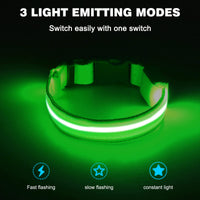 2 x Brand New Kriogor Dog Collar Luminous USB with Flashing Light Clip, Luminous Dog Collar with 3 Lighting Modes, Waterproof LED for Small Medium Large Dogs, Adjustable Safety Dog Collar S, Green  - RRP €16.1