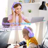 1 x RAW Customer Returns LOBKIN Bluetooth 5.1 Kids Headphones with Pocket - RGB LED Light Foldable Cat Ears Stereo Support Wireless and 3.5mm Cable - Children s Headphones for Girls and Toddlers - RRP €34.42