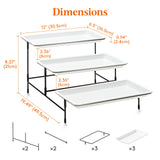 1 x RAW Customer Returns Lifewit 3-Tier Serving Tray for Party Supplies, 30x17cm Serving Platter for Food Display, White Reusable Trays with Black Fruit Bowl for Vegetables, Fruits, Cookies, Desserts - RRP €22.99