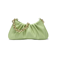 1 x RAW Customer Returns JOLLQUE Crossbody Bag for Women, Small Leather Dumpling Bags Handbag Purse, Gold Chain Evening Clutch Purses Green  - RRP €30.0