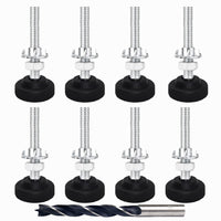 1 x RAW Customer Returns Panexf Adjustment Screw Pack of 8 Furniture Feet Adjustable Metal M8 x 85 mm Adjustable Feet Feet for Furniture, Adjustment Screw Adjustment Screw with Drive Nuts, Lock Nuts and Metal Drill Bits - RRP €25.62