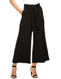 1 x RAW Customer Returns Beyove women s wide trousers 7 8 summer trousers high waist elegant business trousers flared trousers striped suit trousers with pocket black L - RRP €35.99