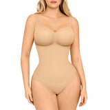 1 x RAW Customer Returns FeelinGirl Shapewear Women s Body Tummy Control Seamless Bodysuit V-Neck Shaping Sringbody Overbust Seamless Bodyshape with Adjustable Strap Ochre M L - RRP €33.99