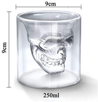 1 x RAW Customer Returns Webao Cool Glasses Set of 2 Wine Cups Crystal Skull Shot Glass Wine Whisky Glass 250ml - RRP €22.08