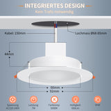 1 x RAW Customer Returns DUSKTEC 4x RGB LED Recessed Plasterboard Spotlights, Dimmable IP44 LED Ceiling Spotlight 220V 7W, Multi Color 60mm Round LED Recessed Spotlights, APP Control Natural White - RRP €29.99