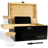 1 x RAW Customer Returns Viking Factory Large Bamboo Box Tray Set with Combination Lock, Premium Removable Tray, and All Accessories 27 18 15CM Black  - RRP €68.84