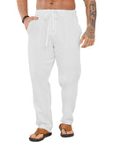 1 x RAW Customer Returns LVCBL Summer Men s Pants Casual Drawstring Beach Pants with Elastic Waist White 2XL - RRP €27.98