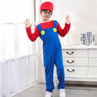 1 x RAW Customer Returns Alaiyaky Mario and Luigi Costume for Adults Children, Mario Costume Super Plumber Jumpsuit, Mario Bros Cosplay Outfit with Hat Beard Gloves, Mario Outfit for Halloween Carnival Boys Mario, XL  - RRP €17.89