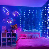 1 x RAW Customer Returns Neon light sign, pack of 3 Rocket Planet Alien space neon sign battery USB neon sign neon sign light neon signs neon light for bedroom, playroom, bar, party, children s room - RRP €24.98