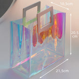 1 x RAW Customer Returns Holographic Small Gift Bag with Handle 21.5x20.5x10.5cm Clear Gift Bag Birthday for Her Women Gift Bag Reusable Gift Packaging - RRP €7.01