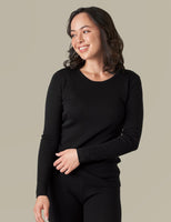 1 x RAW Customer Returns LAPASA Merino Wool Thermal Underwear Set Women s Merino Wool Warm Undershirt Long Sleeve Shirt Thermal Underpants Leggings L58 , Black Warm , XL - RRP €73.15