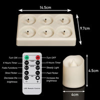 1 x RAW Customer Returns FREEPOWER 6 LED tea lights rechargeable with charging station, electric rechargeable candles USB with remote control timer flickering dimmable warm white, Halloween Christmas decoration, 4 x 4.5cm - RRP €25.99