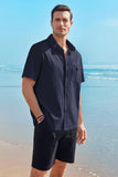 1 x Brand New GAMISOTE Men s Casual Shirt Short Sleeve Cotton Summer Shirt Button Down Summer Shirt Regular Fit - RRP €28.21