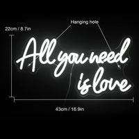 1 x RAW Customer Returns All You Need is Love neon sign, white neon light lettering for wall decoration, LED lettering wall for bedroom, wedding, room decoration, anniversary, Valentine s Day, party decoration - RRP €40.33