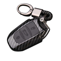 1 x RAW Customer Returns Happyit ABS Carbon Fiber Shell Silicone Car Key Case Cover Keychain for Peugeot 301 308 408 508 2008 3085 3008 307 206 3 Buttons Black  - RRP €17.14