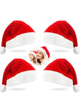 6 x Brand New 4 Pieces Christmas Hat, Christmas Hat for Adults, Red Santa Hat, Plush Christmas Hat, Reusable, Unisex Red Christmas Hats. - RRP €122.4