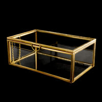 1 x RAW Customer Returns Homtone Golden Vintage Glass Box Terrarium Retro Jewelery Box Transparent Glass Jewelery Storage Organizer for Wedding Birthday Party Decor Small  - RRP €22.13