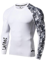 1 x RAW Customer Returns LAFROI Men s Rash Guard Long Sleeve UPF 50 Compression Shirt CLYYB Asym Skull,L - RRP €25.2