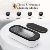 1 x RAW Customer Returns Ultrasonic Glasses Cleaner, 300ml Glasses Cleaning Device with 4 Mode Settings 40KHz, Professional Ultrasonic Cleaner for Jewelry, Glasses, Watches, Rings, Necklaces, Razors, White - RRP €39.99