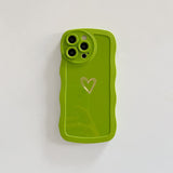 1 x Brand New Fycyko Compatible with iPhone 14 Pro Max Case Girls Aesthetic Beautiful Hearts Pattern iPhone 14 Pro Max Phone Case Silicone TPU Wave Bumper Design Case for iPhone 14 Pro Max-Green - RRP €10.07