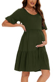 1 x RAW Customer Returns Smallshow Women s Maternity Dress Short Sleeve Summer Pregnancy Maternity Wear Dress Army Green M - RRP €34.99