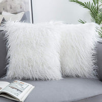 1 x RAW Customer Returns MIULEE Set of 2 Christmas Pillows Cushion Covers Cuddly Pillow Faux Fur Fluffy Fur Pillow Sofa Cushion Decorative Pillow Cushion Cover Pillow Faux Fur Plush Pillow for Sofa Couch 50 x 50 cm White - RRP €24.99