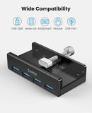 1 x RAW Customer Returns USB 3.0 Hub 4 Port, ORICO Aluminum SuperSpeed Data Hub With Extra Power Supply Port for Desktop Computer, MacBook, MacBook Air Pro Mini Black  - RRP €25.99