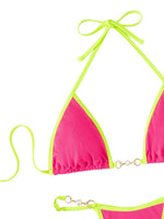 1 x RAW Customer Returns GORGLITTER Bikini Women Halterneck Set Triangle Bikini Sexy Swimsuit Two Piece Swimsuit Bikini With Ring Swimwear Swimsuit Hot Pink M - RRP €36.99