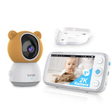 1 x RAW Customer Returns KAWA baby monitor, 2K QHD 5 inch baby monitor with camera, no WiFi, night vision, recording playback, two-way conversation, temp sensor, 4000 mAh, 4X zoom, 180 flip, lullabies, 300 m range S7  - RRP €145.2