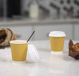 1 x RAW Customer Returns Comfy Package 50 sets - 10 oz. Insulated Paper Cups with Grooves, Hot Coffee Cups with Lids - RRP €20.99