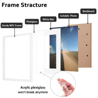 1 x RAW Customer Returns Egofine picture frame A3, wooden frame with acrylic glass, MDF frame set of 2, passepartout for photos A4, certificate frame for table and wall mounting, white - RRP €23.89