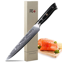 1 x RAW Customer Returns TURWHO damask knife kitchen knife 20cm professional extra sharp knife chef knife all-purpose knife made of Damascus steel chefs knife for cutting - RRP €39.97