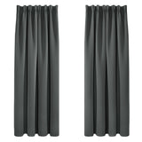 1 x RAW Customer Returns Deconovo opaque curtain with ruffle tape, children s room thermal curtain, cold protection, 240 x 140 cm height x width , dark grey, set of 2 - RRP €53.49