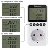 1 x RAW Customer Returns KETOTEK Digital Thermostat Plug-in Day Night Temperature Controller with Probe, Plug-in Thermostat Timer for Reptile Terrarium Greenhouse Refrigerator 220V, White - RRP €28.22