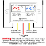 1 x RAW Customer Returns KETOTEK Digital Temperature Controller 230V with 2 Waterproof Sensors, Heating Cooling Temperature Switch 220V for Aquarium Incubator Greenhouse Freezer Refrigerator Temperature Monitor - RRP €22.57