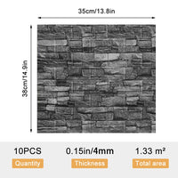 1 x RAW Customer Returns 10 pieces pack 3D brick wallpaper 38 x 35cm, stone look self-adhesive stone wallpaper wall wallpaper photo wallpaper adhesive film stone look kitchen splash guard kitchen back wall decoration retro black  - RRP €26.21